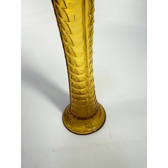 Swung Swing Vase Orange Amber Hand Blown Northwood Drapery Variant Amber Vase - Picture 10 of 16